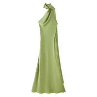 Women's Sheath Dress Casual Elegant Halter Neck Sleeveless Solid Color Maxi Long Dress Holiday Travel Daily main image 3