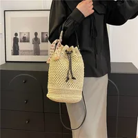 Women's Braid Solid Color Vacation Streetwear Cylindrical String Shoulder Bag main image 2