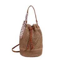 Women's Braid Solid Color Vacation Streetwear Cylindrical String Shoulder Bag sku image 1