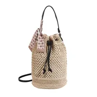 Women's Braid Solid Color Vacation Streetwear Cylindrical String Shoulder Bag sku image 2