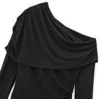 Women's Sheath Dress Streetwear Oblique Collar Long Sleeve Solid Color Above Knee Holiday Street main image 4