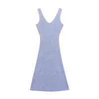 Women's Tank Dress Streetwear V Neck Sleeveless Solid Color Maxi Long Dress Daily Street main image 2