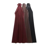 Women's Sheath Dress Sexy Halter Neck Sleeveless Solid Color Maxi Long Dress Tea Party main image 2