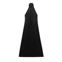 Women's Sheath Dress Sexy Halter Neck Sleeveless Solid Color Maxi Long Dress Tea Party main image 5