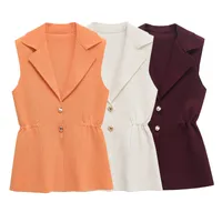 Women's Sleeveless Blazers Streetwear Solid Color main image 2
