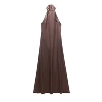 Women's Sheath Dress Sexy Halter Neck Sleeveless Solid Color Maxi Long Dress Tea Party sku image 7