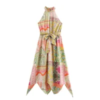 Women's S1562 Elegant Halter Neck Sleeveless Geometric Maxi Long Dress Holiday Street main image 2