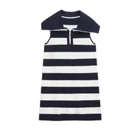 Women's Sheath Dress Elegant Turndown Sleeveless Stripe Above Knee Holiday Daily main image 2