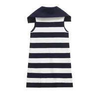 Women's Sheath Dress Elegant Turndown Sleeveless Stripe Above Knee Holiday Daily main image 3