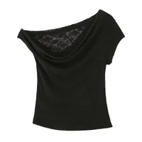 Women's T-shirt Short Sleeve T-Shirts Casual Elegant Sexy Lace sku image 2