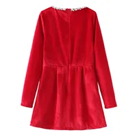 Women's Party Dress Romantic Collarless Long Sleeve Solid Color Short Mini Dress Date main image 3