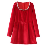 Women's Party Dress Romantic Collarless Long Sleeve Solid Color Short Mini Dress Date main image 2