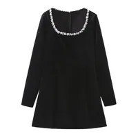 Women's Party Dress Romantic Collarless Long Sleeve Solid Color Short Mini Dress Date sku image 5