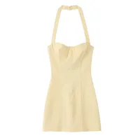 Women's A- Line Skirt Sexy Halter Neck Sleeveless Solid Color Knee-Length Date Tea Party main image 2