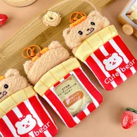 French Fries Bear Plush Transparent Card Holder Card Bag Id Cosmetics Bag School Event Prizes Idol Display Pendant main image 1