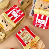 French Fries Bear Plush Transparent Card Holder Card Bag Id Cosmetics Bag School Event Prizes Idol Display Pendant main image 3