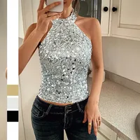 Women's Vest Tank Tops Sequins Casual Sexy Solid Color main image 1