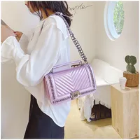 Women's Pu Leather Chevron Solid Color Streetwear Square Flip Cover Shoulder Bag main image 4