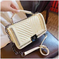 Women's Pu Leather Chevron Solid Color Streetwear Square Flip Cover Shoulder Bag main image 2