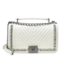 Women's Pu Leather Chevron Solid Color Streetwear Square Flip Cover Shoulder Bag sku image 1