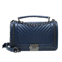 Women's Pu Leather Chevron Solid Color Streetwear Square Flip Cover Shoulder Bag sku image 5