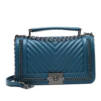 Women's Pu Leather Chevron Solid Color Streetwear Square Flip Cover Shoulder Bag sku image 7