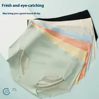 Ice Silk Panties Women's Summer  Silk Bacteriostatic Crotch One-piece Traceless Panties Breathable Mid-waist Peach Hip Panties For Women main image 2