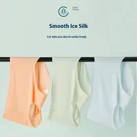 Ice Silk Panties Women's Summer  Silk Bacteriostatic Crotch One-piece Traceless Panties Breathable Mid-waist Peach Hip Panties For Women main image 4