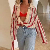 Autumn Sweet Casual Hollow Knitted Cardigan Women Jacket Shorts Set main image 3