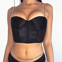 Spring And Summer Wish  Women's Sexy Sling Sling Metal Chain Satin Vest For Women main image 1