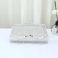 Explosions Foreign Trade Tassel Daffy Bag Banquet Evening Dress Clutch Bag High-end Tassel Diamond Evening Bag Manufacturers Wholesale main image 2