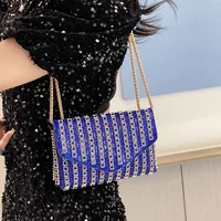 Bag Explosive Women's Bag Chain Super Flash Full Of Rhinestones Small Square Bag Crossbody Bag Fashionable All-match Celebrity Evening Bag main image 2