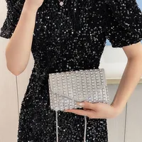 Bag Explosive Women's Bag Chain Super Flash Full Of Rhinestones Small Square Bag Crossbody Bag Fashionable All-match Celebrity Evening Bag main image 4