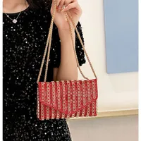 Bag Explosive Women's Bag Chain Super Flash Full Of Rhinestones Small Square Bag Crossbody Bag Fashionable All-match Celebrity Evening Bag main image 5