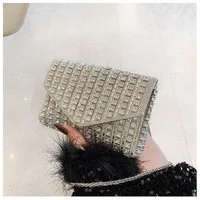 Bag Explosive Women's Bag Chain Super Flash Full Of Rhinestones Small Square Bag Crossbody Bag Fashionable All-match Celebrity Evening Bag sku image 2
