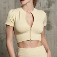 Fitness Sexy Classic Style Solid Color Nylon Spandex V Neck Active Tops Coat main image 1