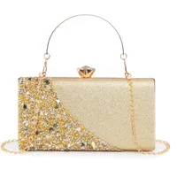 Explosions  New Rhinestone-encrusted Evening Bag High-grade Texture Evening Dress Clutch Bag Chain Shoulder Bag sku image 1