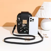 Women's Bag  Trendy Fashion Casual All-match Embroidered Lock Buckle Zipper Shoulder Vertical Mobile Phone Bag Crossbody Bag main image 3