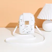 Women's Bag  Trendy Fashion Casual All-match Embroidered Lock Buckle Zipper Shoulder Vertical Mobile Phone Bag Crossbody Bag sku image 1