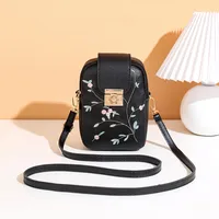 Women's Bag  Trendy Fashion Casual All-match Embroidered Lock Buckle Zipper Shoulder Vertical Mobile Phone Bag Crossbody Bag sku image 2