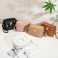 New Embroidered Shoulder Bag Women's Bag Summer Fresh And Cute Flower Crossbody Bag Butterfly Decoration Camera Bag main image 1