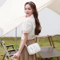 New Embroidered Shoulder Bag Women's Bag Summer Fresh And Cute Flower Crossbody Bag Butterfly Decoration Camera Bag main image 2