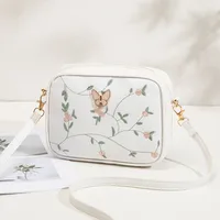 New Embroidered Shoulder Bag Women's Bag Summer Fresh And Cute Flower Crossbody Bag Butterfly Decoration Camera Bag sku image 1