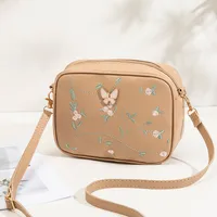 New Embroidered Shoulder Bag Women's Bag Summer Fresh And Cute Flower Crossbody Bag Butterfly Decoration Camera Bag sku image 4