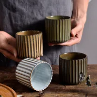 Creative Retro New Style Ceramic Tea Cup Wine Cup Kiln Change Clay Striped Tea Cup Hotel Household Water Cup With Logo main image 4