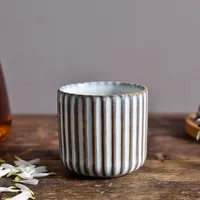 Creative Retro New Style Ceramic Tea Cup Wine Cup Kiln Change Clay Striped Tea Cup Hotel Household Water Cup With Logo sku image 1