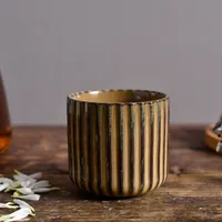 Creative Retro New Style Ceramic Tea Cup Wine Cup Kiln Change Clay Striped Tea Cup Hotel Household Water Cup With Logo sku image 3
