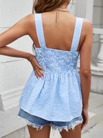 Women's Blouse Sleeveless Blouses Casual Sexy Romantic Plaid main image 5