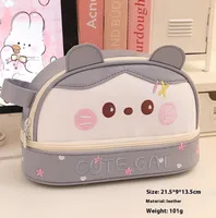 Large Capacity Pencil Bag Waterproof Storage Cosmetic Bag Student Stationery Bag PU Waterproof Bag Small Storage Bag Wholesale sku image 3