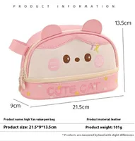 Large Capacity Pencil Bag Waterproof Storage Cosmetic Bag Student Stationery Bag PU Waterproof Bag Small Storage Bag Wholesale main image 2